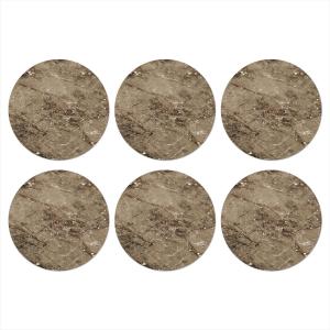 Набор из 6 круглых стеклянных подставок под стаканы, мраморные, коричневые, с блестками, 10x10 см MuchoWow, коричневый