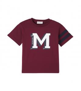 Футболка из хлопкового джерси с логотипом Moncler Enfant, Bordeaux