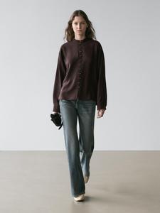 Летящая рубашка с деталями пуговиц Massimo Dutti, terra-cotta