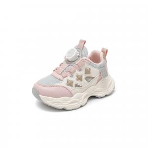 Кроссовки детские низкие Lifestyle с амортизацией Anti Kick и устойчивостью к истиранию WARRIOR, бежевый/серый/розовый