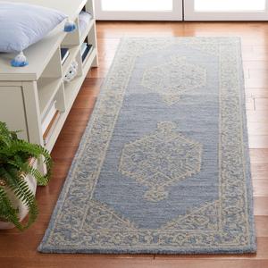 Ковер-дорожка SAFAVIEH, 69 x 214 см, Micro-Loop Collection - Grey, ручной работы, восточный медальон, шерсть, идеально для помещений с высокой проходимостью в гостиной, спальне (MLP610F)