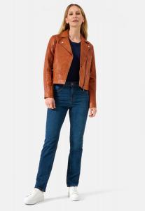 Женская кожаная куртка, косуха с воротником с лацканами из кожи ягненка RICANO, цвет Cognac