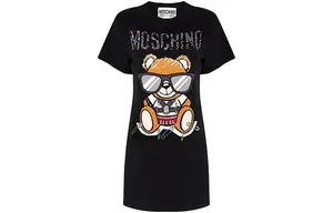 MOSCHINO Женское черное платье с коротким рукавом