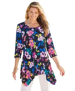 Туника с асимметричным подолом Plus Size Within Woman Within, розовый