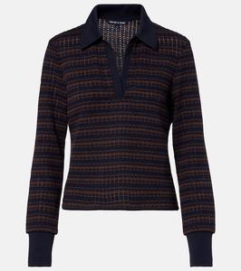 Поло свитер Kamal в полоску Veronica Beard, Navy/Dark Umber Multi