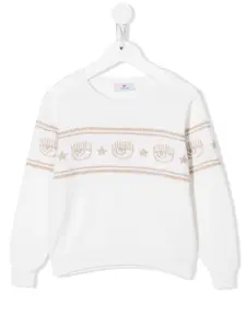 Джемпер с узором Eyelike Chiara Ferragni Kids, белый