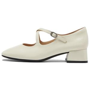 BASTO Красивые туфли Мэри Джейн на массивном каблуке с винным оттенком для женщин в цвете экрю, цвет Ecru