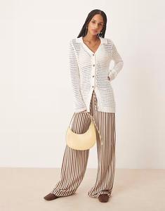 Кардиган с разрезом спереди и открытым швом ASOS DESIGN кремового цвета