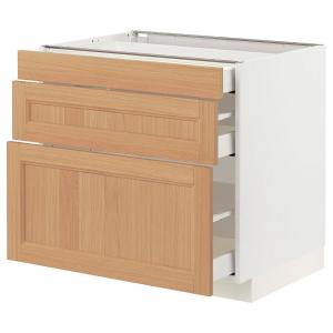 Тумба с 3 ящиками METOD/MAXIMERA IKEA, 80x60x70 см, цвет white/vedhamn oak