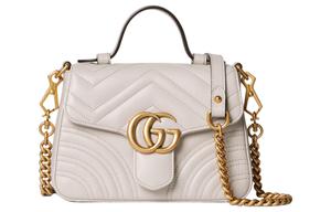 Сумка-мессенджер GG Marmont из кожи, сумка через плечо, кроссбоди, мини-клатч женский light beige GUCCI, Set (Bag+Dust Bag)