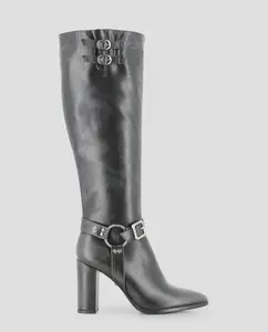 Женские высокие сапоги с металлическими деталями Blogger, черный
