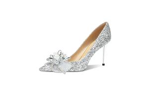 Женские туфли на тонком каблуке, серебристые MCKP, Silver