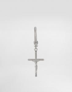 Одиночная серьга-гвоздик с крестом "dna" Dolce & Gabbana, серебряный