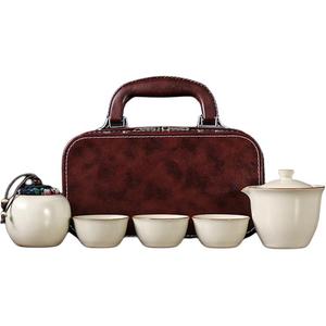 Набор для путешествий с чаем PUQI, ru kiln cloud handheld teapot set with three cups & tea pot+arashiyama pattern travel bag (red)