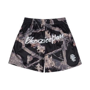 Винтажные шорты-кварталы с растительным и цветочным принтом в стиле luxury streetwear для баскетбола, тренировок и повседневной носки унисекс BKCXZICE, черный