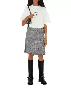 Хлопковая футболка с розовым принтом Burberry, белый