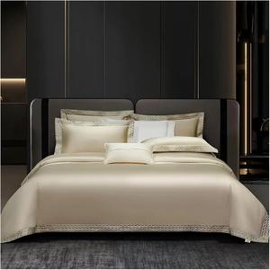 YUSIWOAL Комплект постельного белья из хлопка 1000TC в гостиничном стиле с вышитой каймой