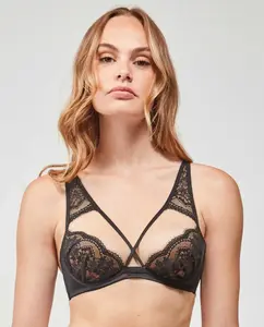 Вышитый тканевый бюстгальтер на косточках Gisela, черный
