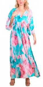 Платье Primavera Maxi в бирюзово-розовом цвете Gigi Moda, бирюзовый/розовый