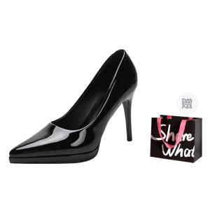 BIGTREE Тонкие каблуки на шпильке женские черные с сумкой для покупок, цвет Black+Shopping Bag