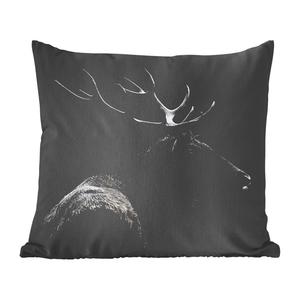 Декоративная подушка MuchoWow диванная подушка для гостиной декоративная подушка 60 x 60 см олень - черный - портрет - рога - животные - чехол на подушку - хлопчатобумажная ткань - декоративные наволочки
