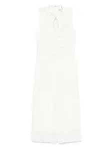 Драпированное платье миди SANDRO, белый