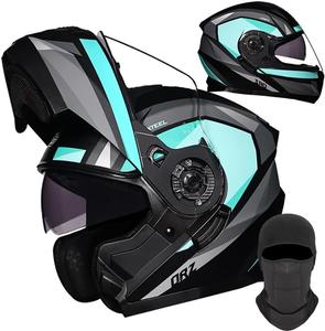 Шлем мотоциклетный Labzaa с высокопрочной оболочкой, черный / бирюзовый