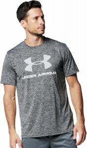 Мужская тренировочная футболка Under Armour UA Tech с коротким рукавом и большим логотипом, черный/серый