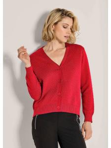 MADELEINE Элегантный красный кардиган с V-образным вырезом