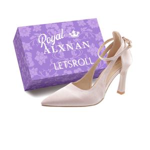 Alxnan Женские туфли на высоком каблуке черные/экрю/бордовые - экрю с коробкой, цвет Ecru+Box