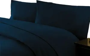 Простыня на резинке , чесаный хлопок, очень глубокая BM304 (Superking) (темно-синий) Belledorm