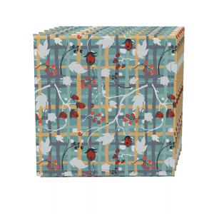 Набор салфеток, 100 % полиэстер, набор из 4 шт., 18x18 дюймов, зеленая красивая ягодная ткань