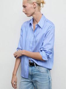 Футболка Zaha Stripe с длинными рукавами Mango, Medium Blue