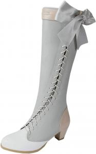Женские косплей-сапоги Alsoloveu с высоким голенищем, на шнуровке, с массивным каблуком и бантиками, обувь в стиле рокабилли, Grey