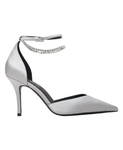 Серые туфли-лодочки с острым носком и кристаллами Estro, серый