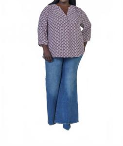 Плюсовая блузка с защипами и пуговицами в цвете Поплар Глен NYDJ, Poplar Glen