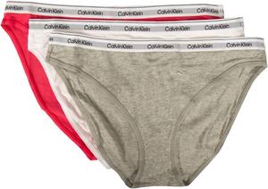 Женские трусы-слипы Calvin Klein CK, упаковка из 3 пар трусов с видимой резинкой, эластичный хлопок, модель QD5207E, Np4 Azalea / White / Grey Heather