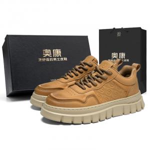 Высокие износостойкие легкие противоскользящие низкие кроссовки для скейтборда мужские эксклюзивная коробка AOKANG, хаки [Стандартный размер спортивной обуви]