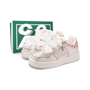 Женские противоскользящие коб кеды Balance легкие низкие для скейтбординга Cobx, бежевый красный[бежевыйbowknot box]