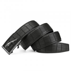 JAGUAR Кожаный мужской ремень черный подарочная деревянная коробка, Black-Premium Wooden Box