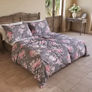 Постельное белье из французского хлопка Qualitex КОЛЛЕКЦИЯ PROVENCE 200x200, 70x90 см, цвет Beatrice серый KVALITEX