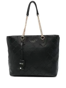 Сумка-шопер с тиснеными цепочками-ручками Liu Jo, черный