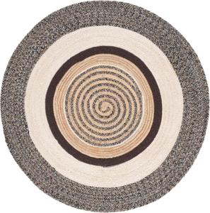 Ковер SAFAVIEH, 92 x 92 см, Natural Fiber Collection, Brown/Ivory, геометрический рисунок, идеален для помещений с высокой проходимостью: гостиная, спальня, столовая (NFB527T)