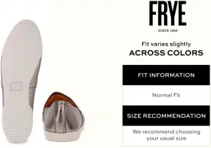 Женские слипоны Frye Melanie из премиальной кожи с белыми резиновыми носками и подошвой, кожаной подкладкой и съемными стельками - подошва 1 ¼ дюйма, металлик