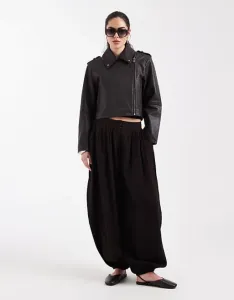 Коричневые короткие байкеры из натуральной кожи ASOS DESIGN