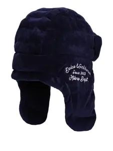 Шапка-ушанка с вышитым логотипом Dolce & Gabbana Kids, синий