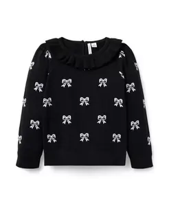 Детский свитер с бантом и пышными рукавами - для малышек, девочек постарше. Janie And Jack, черный