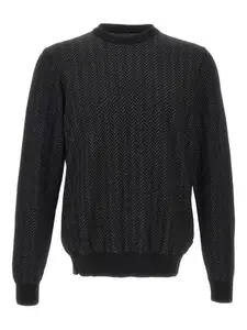 Свитер с круглым вырезом и елочным узором BOSS, черный