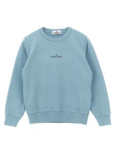 Свитшот с принтом спереди и сзади Stone Island Junior, светло-голубой