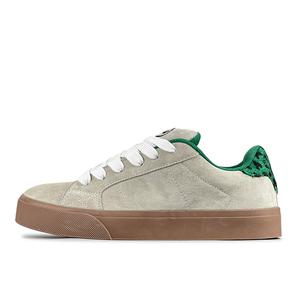 LuzaoT SUPER DRAG Противоскользящие и износостойкие легкие низкие кроссовки для скейтбординга унисекс с леопардовым принтом бежево-серого цвета